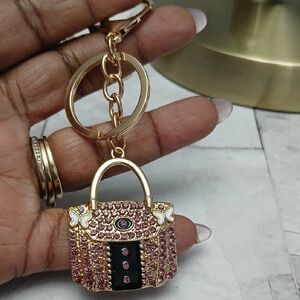 Pink and Gold Handbag Keychain